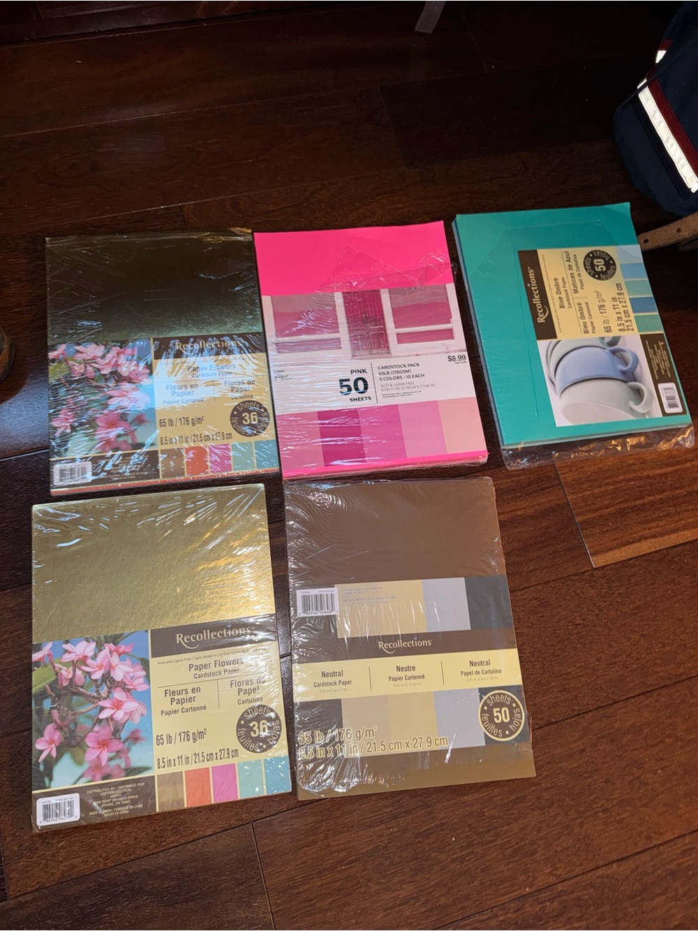 Recollections Mixed Craft Paper Packs in Pink, Teal, Gold, Brown, Black